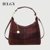 Autumn Winter Fashion Plaid Bag Woolen Plaid Contrast Color Small Square Bag High-End Messenger Shoulder Bag