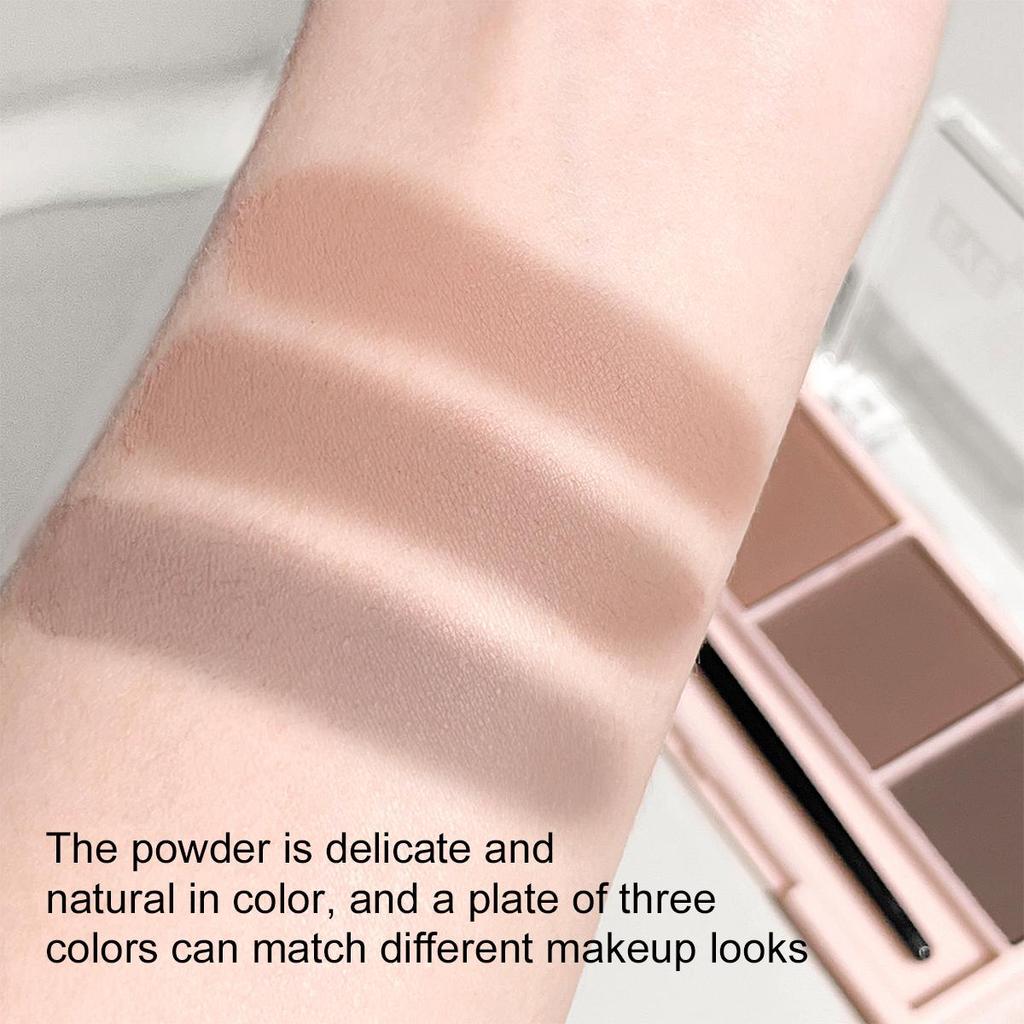 3-Color Brow Powder Set with Brush - Long-lasting, Color-resistant, Versatile Contour Makeup Set for Natural, Three-dimensional
