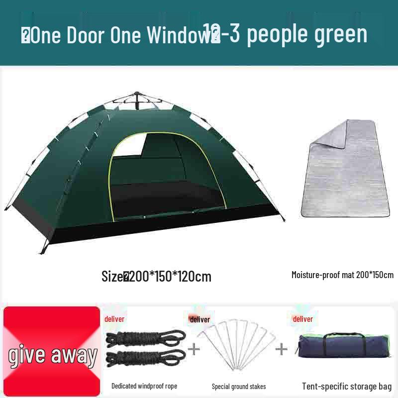 Double Person Automatic Tent: Thickened, Rainproof & Sun-Protective for Outdoor, Wild Camping or Beach Use