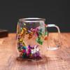 Double Layer Borosilicate Glass Mug with Dried Flower Inside Clear Design for Office Bar Home Coffee Tea Drinkware Gift
