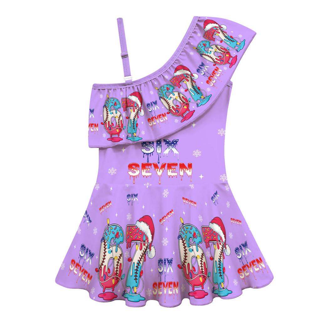 

20764 Kids Girls Steal a Brainrot 67 Print One-piece Swimsuit Swimwear 160cm