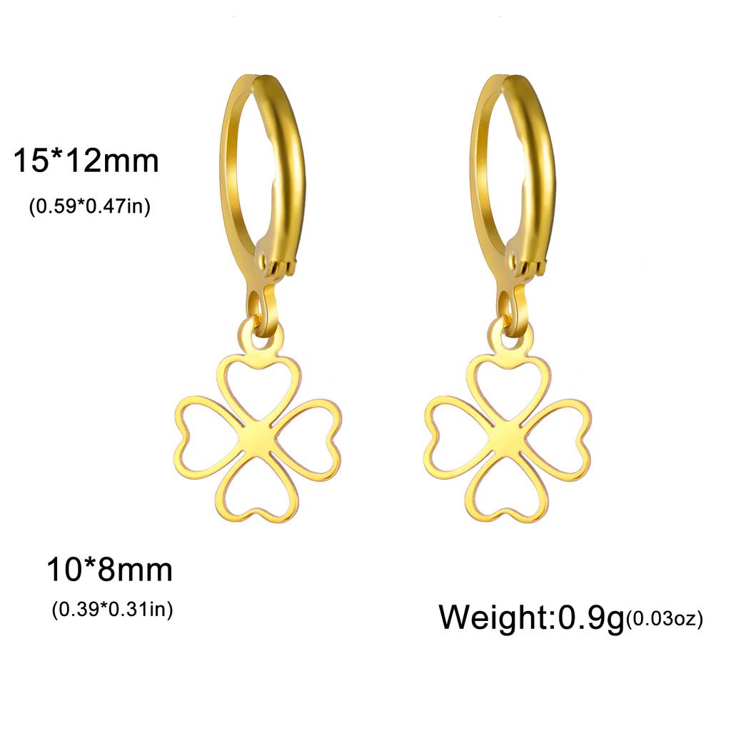 Stainless Steel Mini Four-leaf Clover Pendant Earrings Gold Color Lucky Earrings Jewelry Wholesale Mother's Day Gifts 2026