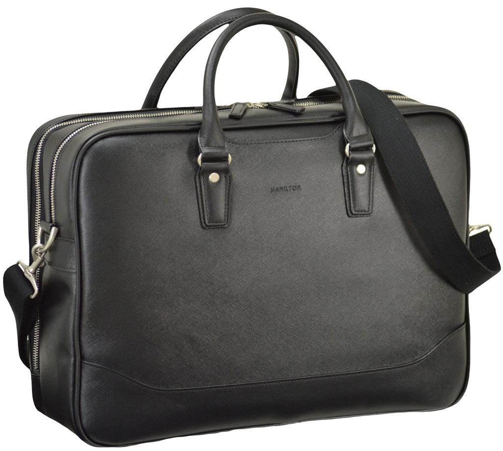 Bercute Black Men's Business Bag, Briefcase, Tote, Shoulder Bag, Lightweight, Large Capacity, Fits B4 and A4 Documents, Solid Color, 2-Way, Commuter