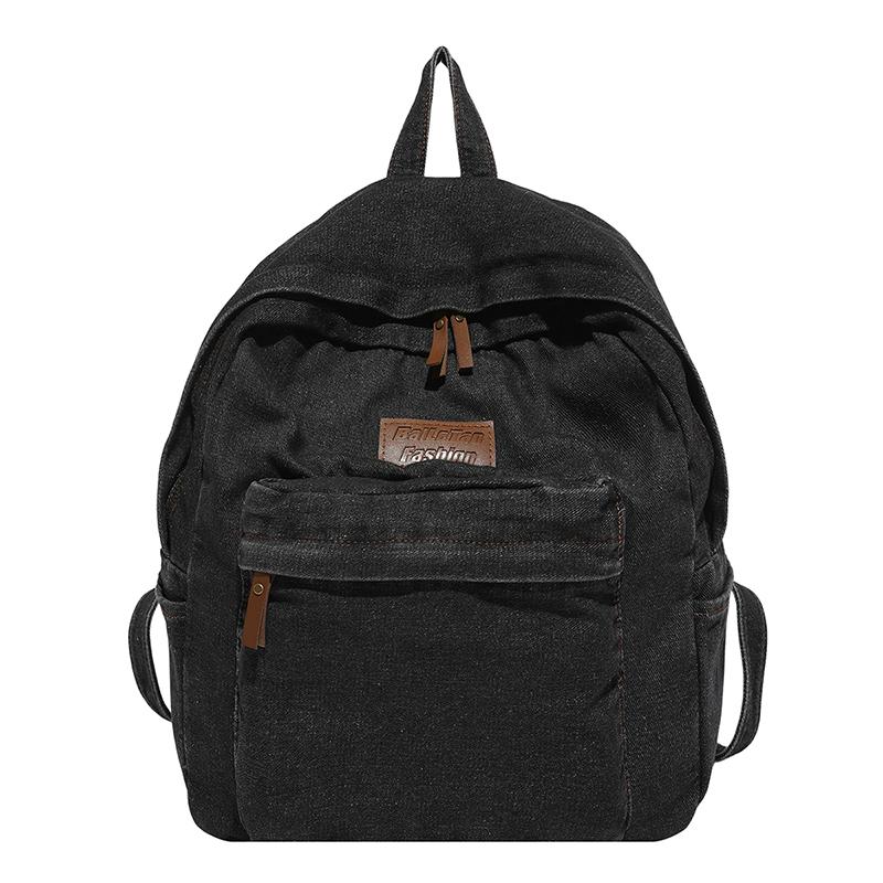 

Джинсовый рюкзак Женский рюкзак большой вместимости Студенческий школьный рюкзак чёрный