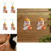 Cartoon Themed Halloween Ghost Milk Tea Pumpkin Pattern Women Acrylic Earrings