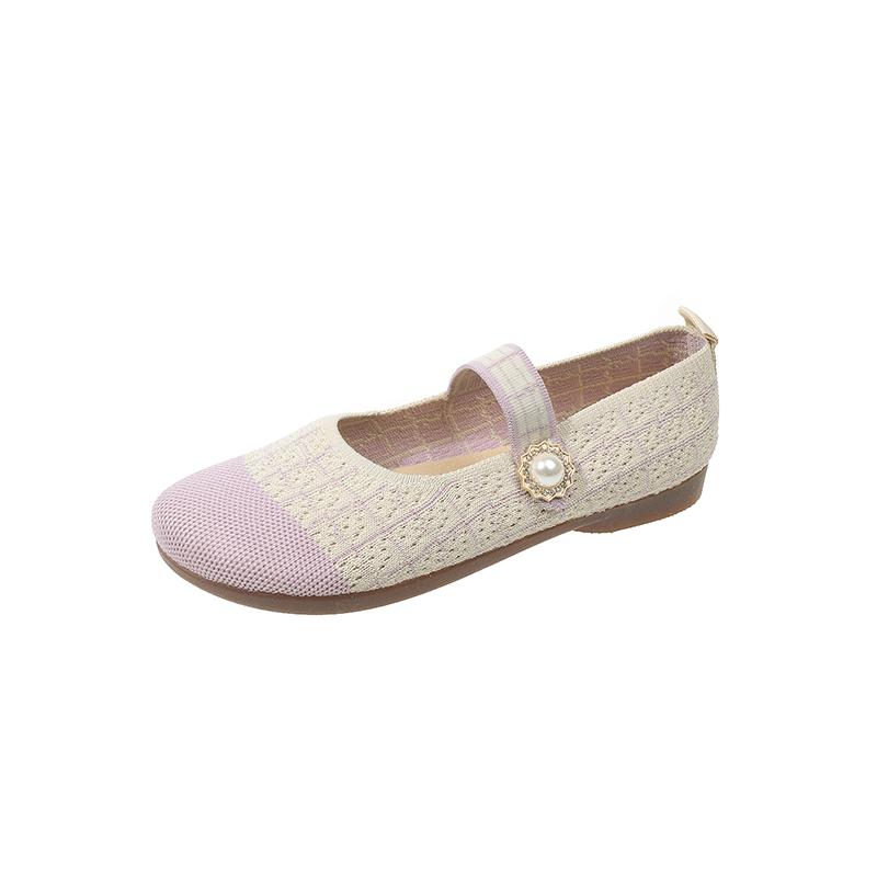 

Fashion 2025 Spring/Summer Ballet Flat Shoes Women s Casual Shoes Flat Heels Anti Slip Fashion Versatile Knitted Women s Shoes 41 фиолетовый