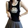 Women's Summer Ice Silk Camisole Vest - National Style Embroidered Knit Top