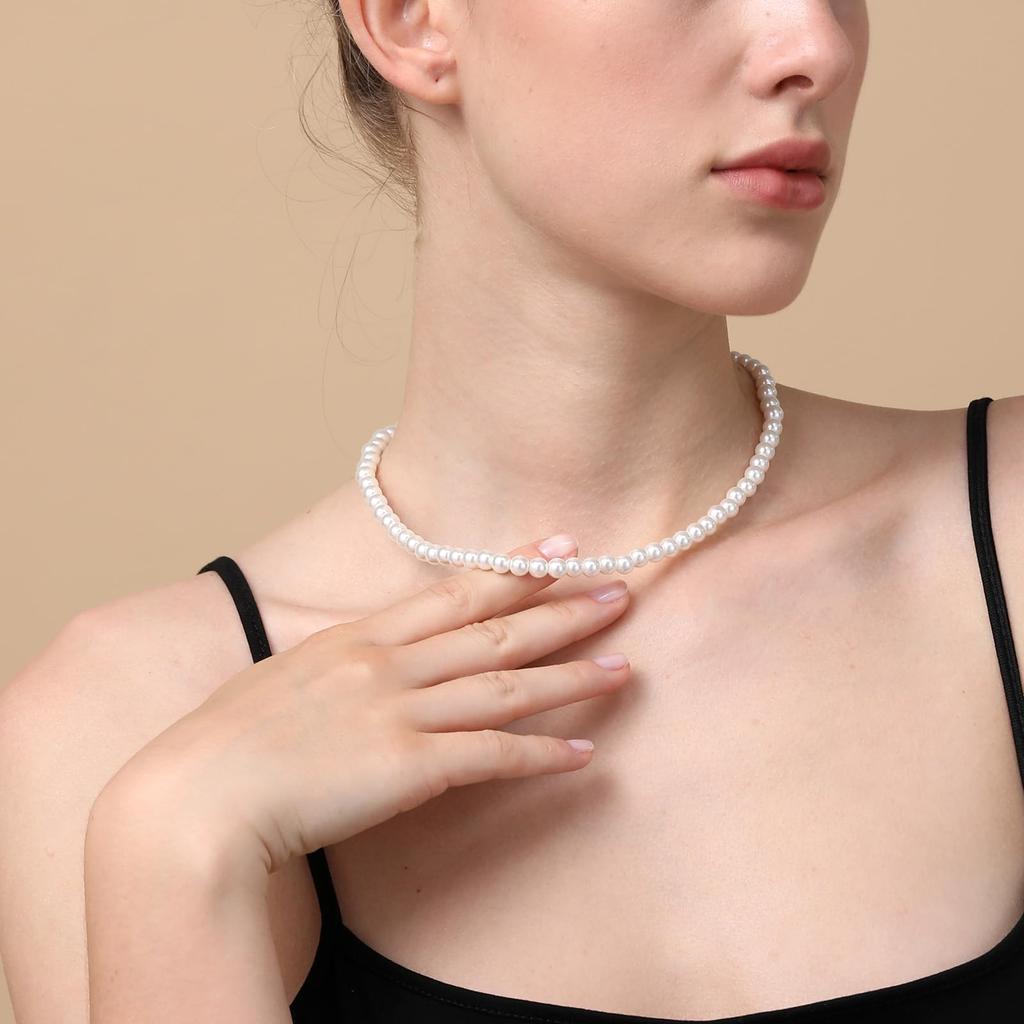 [DuoDiner] Pearl Necklace, Women's, Wedding Accessory, Graduation, Mother's Day, 6mm, 8mm (8mm, White, 45cm)