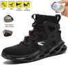 Men's Black Safety Shoes With Anti-Impact Steel Toecap Stab-Resistant, Lightweight, Soft Upper All-Season Casual Hiking Footwear