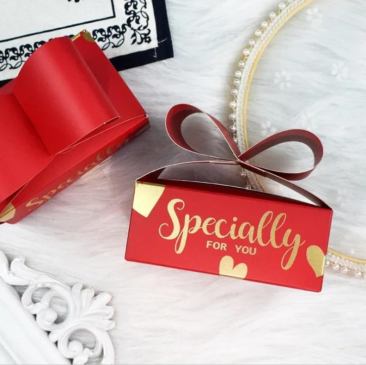 New 10Pcs Bow Paper Box As Soap Cookie Candy Little Gift Packaging Christmas Wedding Favors Cookies Decoration Candy Gift Bag