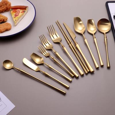 Mattes Gold 18/10 Edelstahl Luxus Besteck Geschirr Tafelgeschirr Messer Löffel Gabel Essstäbchen Besteckset Spülmaschinenfest