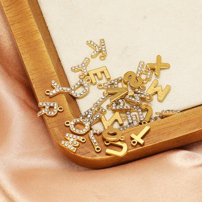 5 Stück Edelstahl Gold Strass Buchstaben Anhänger DIY Damen Mädchen Alphabet Halskette Anhänger Schmuck Armband Ohrringe Herstellung