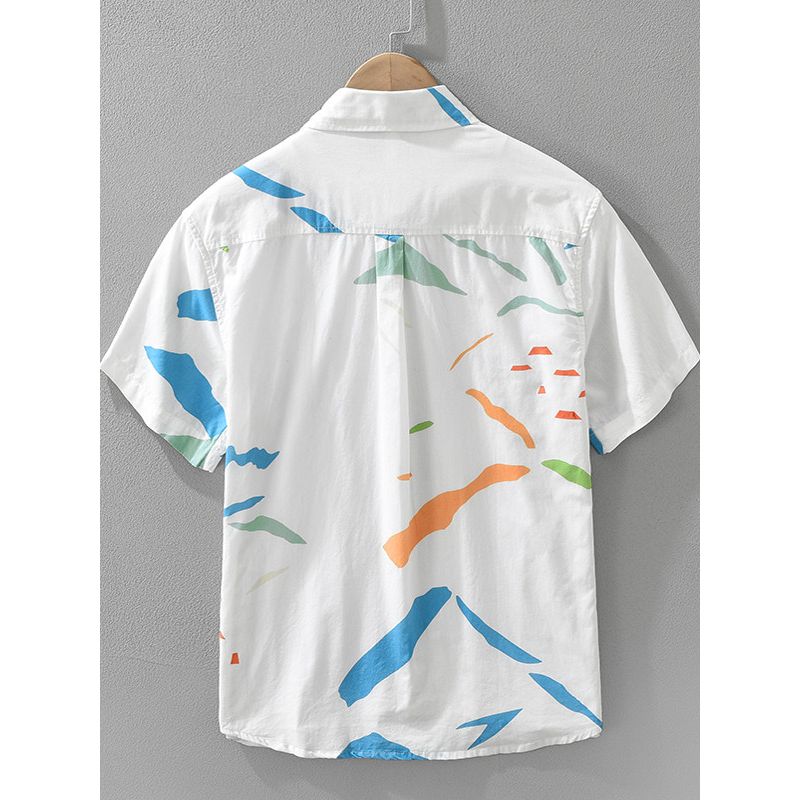 2025 Summer Trendy Short sleeve Shirts Men's Clothing Hawaii Beach Casual Japan fashion Fresh Thin Shirt over Print