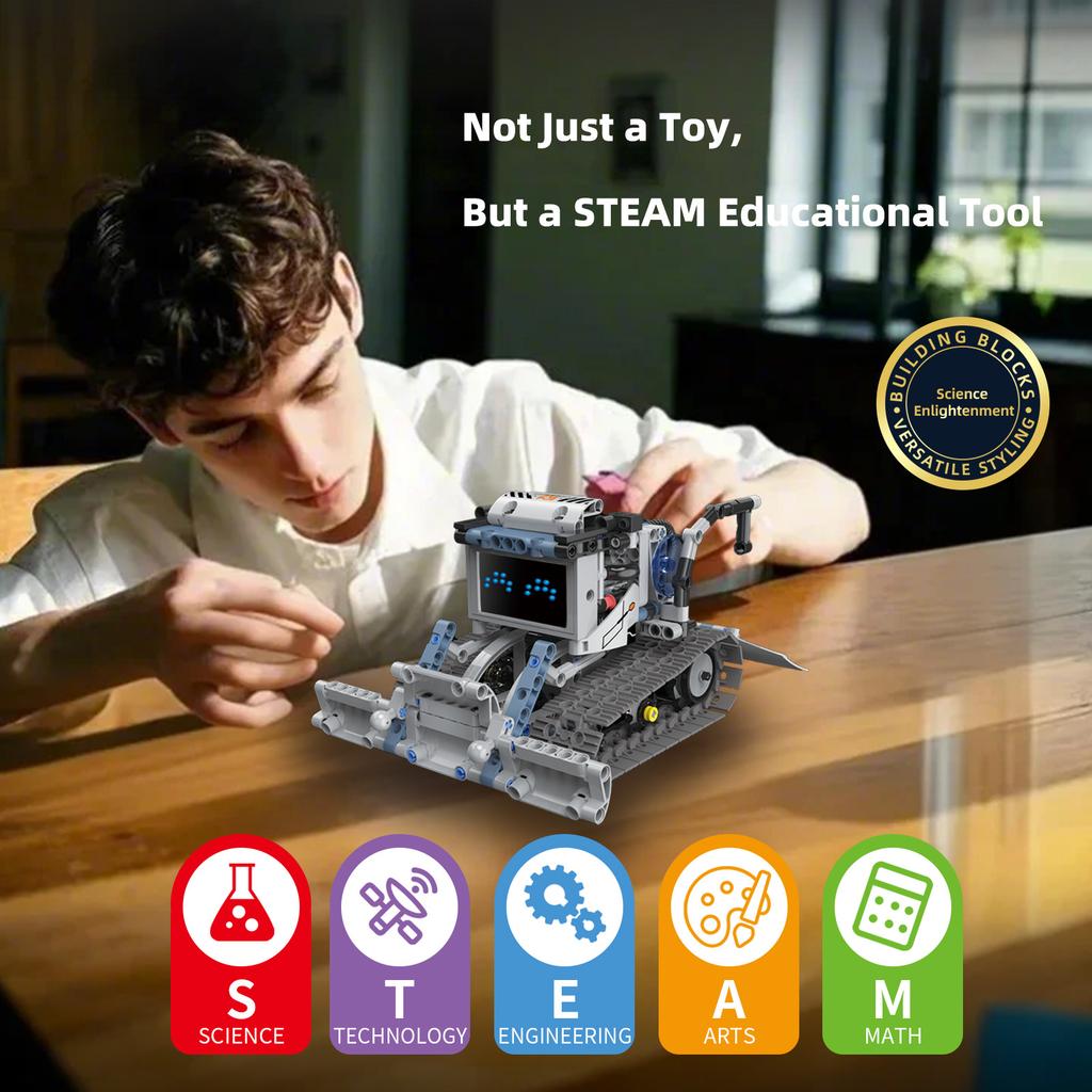 Non-Toxic 5 In 1 Moc Technical Programmable App Building Blocks Remote Control Deformed Robot Rc Vehicle Excavator Bulldozer Bricks Toys