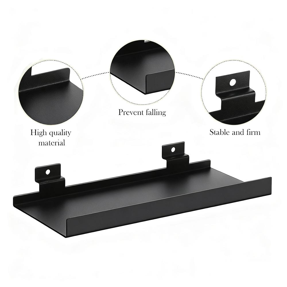 1/2 Metal Wall-mounted Slat Shelves For Wall-mounted Storage And Display At Home Wall Mounted Slat Shelf Black 25*12.5*3.5cm