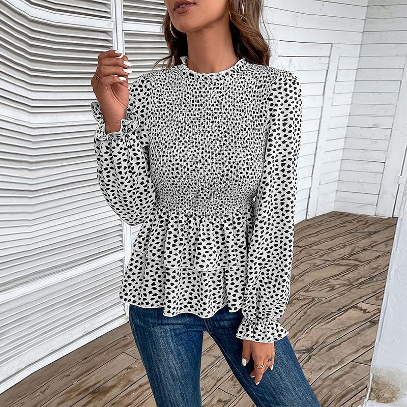 Women's Fashion Casual Spring Autumn Leopard Print Long Sleeve Blouses & Shirts