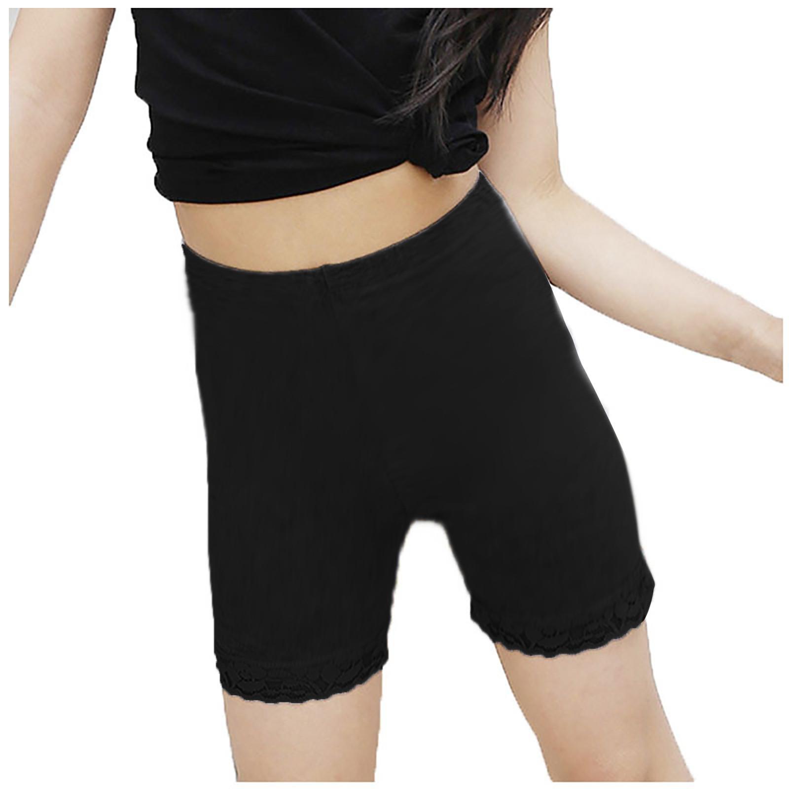 

Защитные брюки с кружевными манжетами без вырезов для девочек, леггинсы на весну и лето, милые танцевальные штаны 150 чёрный