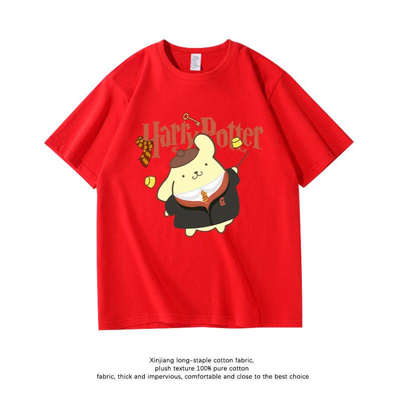 Sanliou Joint Childrens Tshirt Pure Cotton Cartoon Printed Parentchild Outfit New Fashionable Short Sleeved Shirt