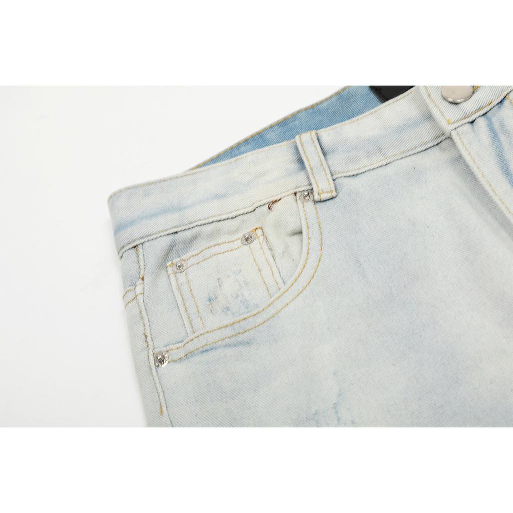 M01 Amiri Herren- und Damenjeans im amerikanischen Stil, trendig mit Stoffaufnähern, Löchern, Stickereien, lässige und modische High-Street-Hose