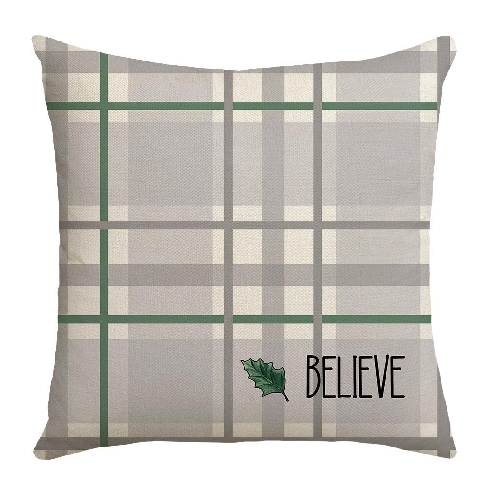 New Home Pillow Cover Green Pine Letter Linen Print Sofa Cushion Home Pillow Cover