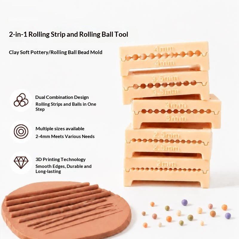 2 In 1 Eco Pla Clay Strip Ball Roller Mold Double Sided Polymer Clay Rolling Tool 2/2.5/3/3.5/4Mm Mini Clay Bead Maker Tool