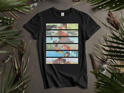 Libro della Giungla Scene Pannello Vintage Felpa con Cappuccio Mowgli T-shirt Uomo Donna Unisex AD716