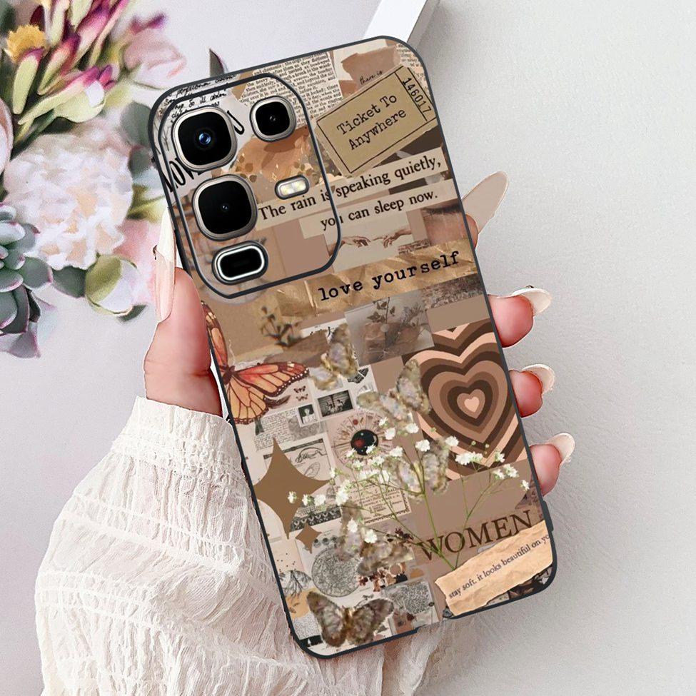 Per Infinix Note 50s X6870 Cover Posteriore Per Infinix Note 50s 5G Custodia Silicone Moda Lusso Fiori Gatto Carino Dipinto Divertente Paraurti