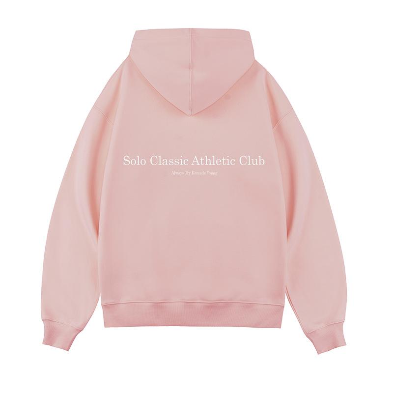 Letter Slogan Plus Velvet Hooded Sweatshirt National Trend Autumn Heavy Retro Loose Pullover Hoodie