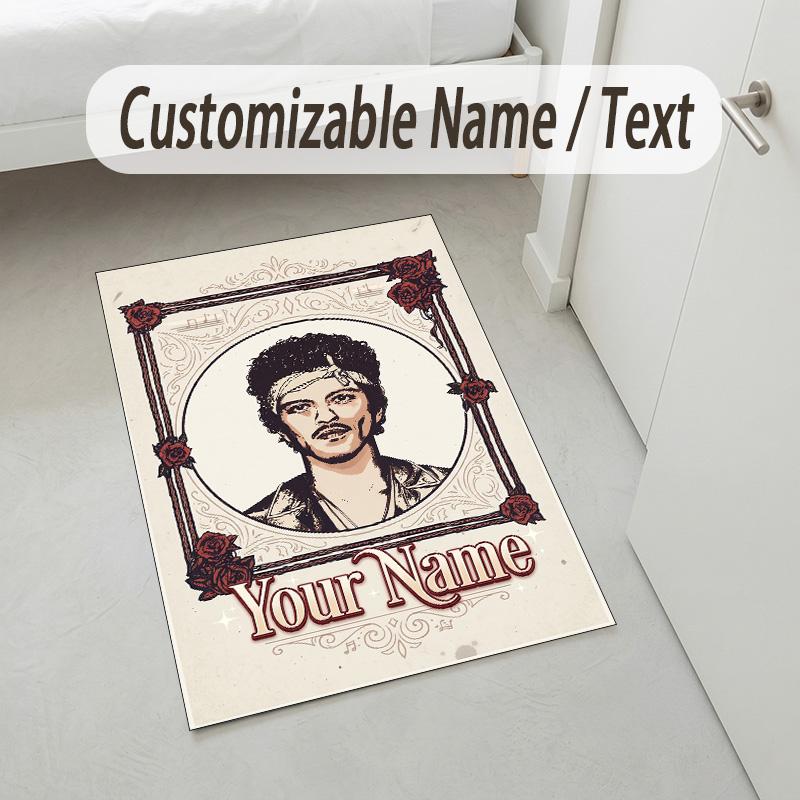 Personalized Crystal Velvet Carpet,Bruno Mars Custom Printed Name, Plush Area Rug For Home Indoor Decor