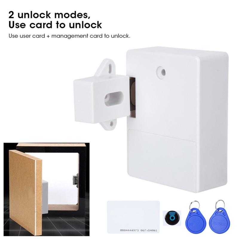 125KHz Smart Cabinet Lock Electronic RFID Card Opening No Drill For Wardrobe Sauna LockerWhite