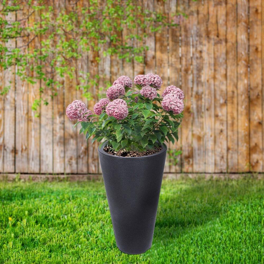 Grauer runder Plastik-Gartentopf 28x45 cm