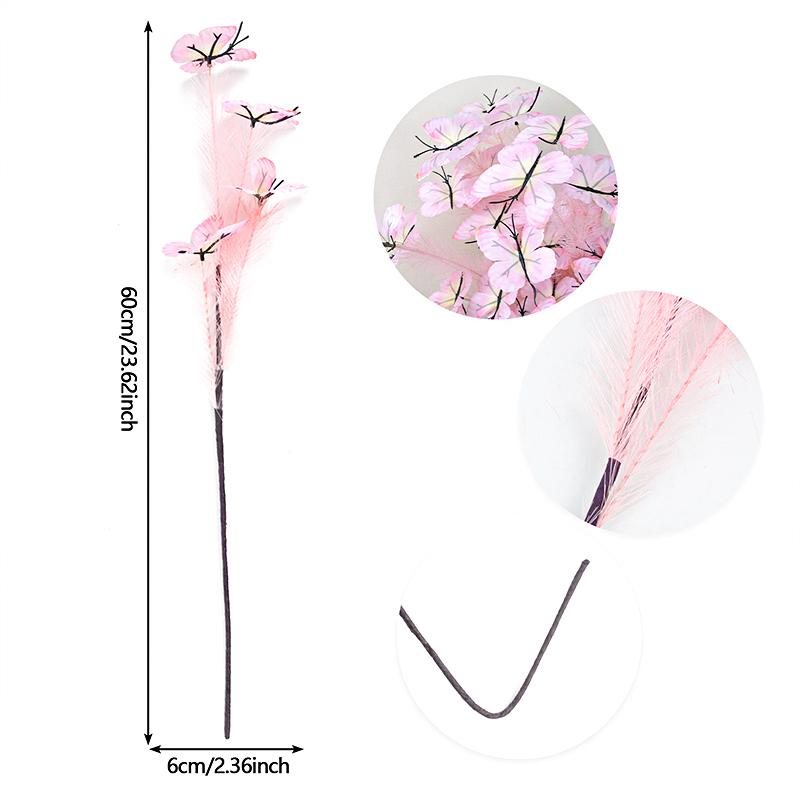 1PC Bouquet Home Party Plastic Decorative Simulated Butterfly Ornament Fabric DIY Artificial Flower Wedding 3 Colors