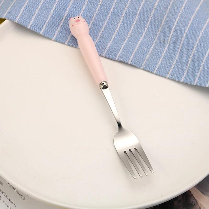 Ins Cartoon Bear Dragon Spoon Fork Chopsticks Cutlery Set for Children Kids School Cute Portable Stainless Steel Tableware