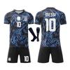 Kids Sports Outfit Argentina Messi World Cup Jersey Shorts Socks Set Black