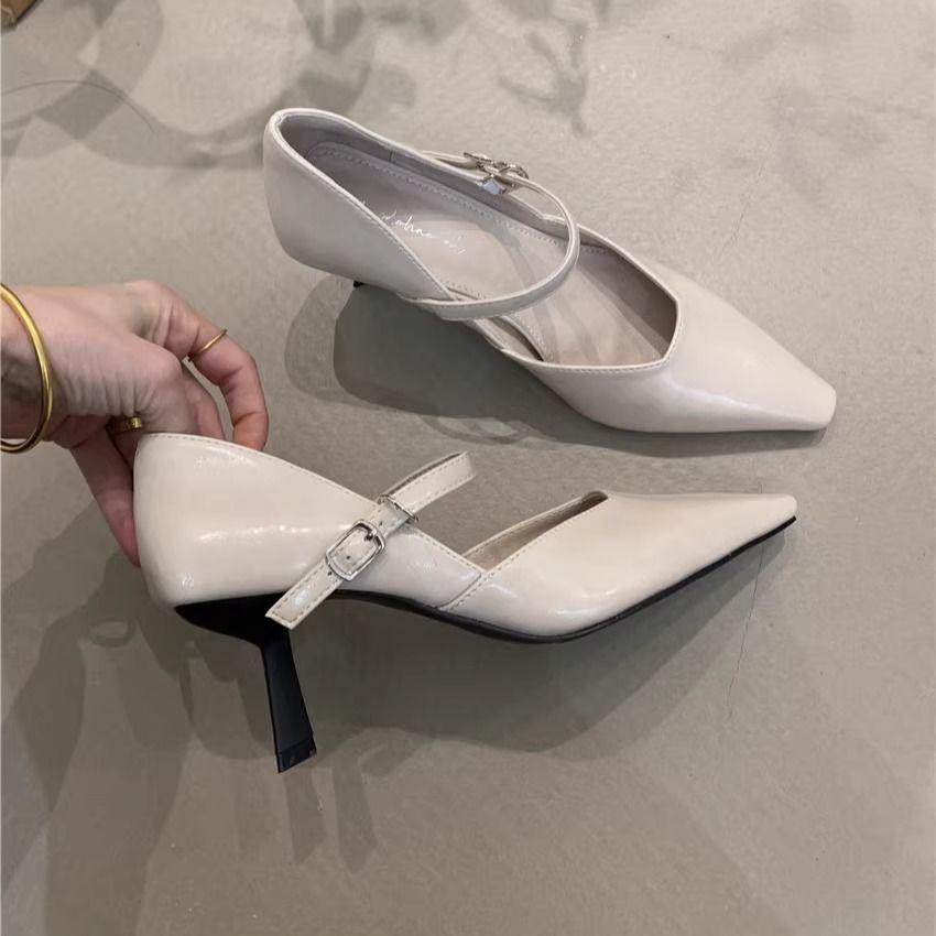 Temperament Elegant High Heels Pointed College Style Mary Jane Shoes Shallow Mouth Stiletto Beautiful