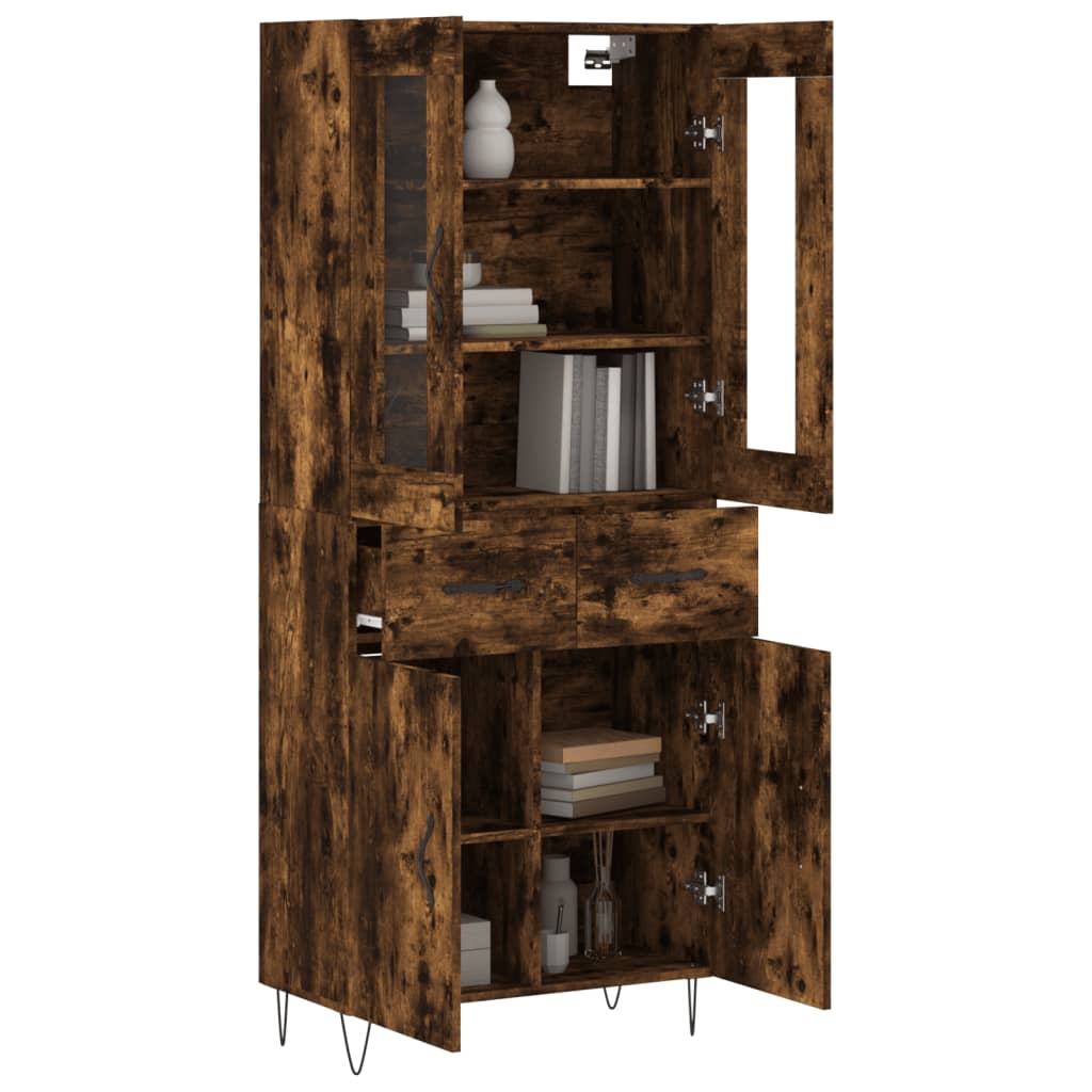 Cabinet Smoked Oak 69.5x34x180 Cm Engineered Wood