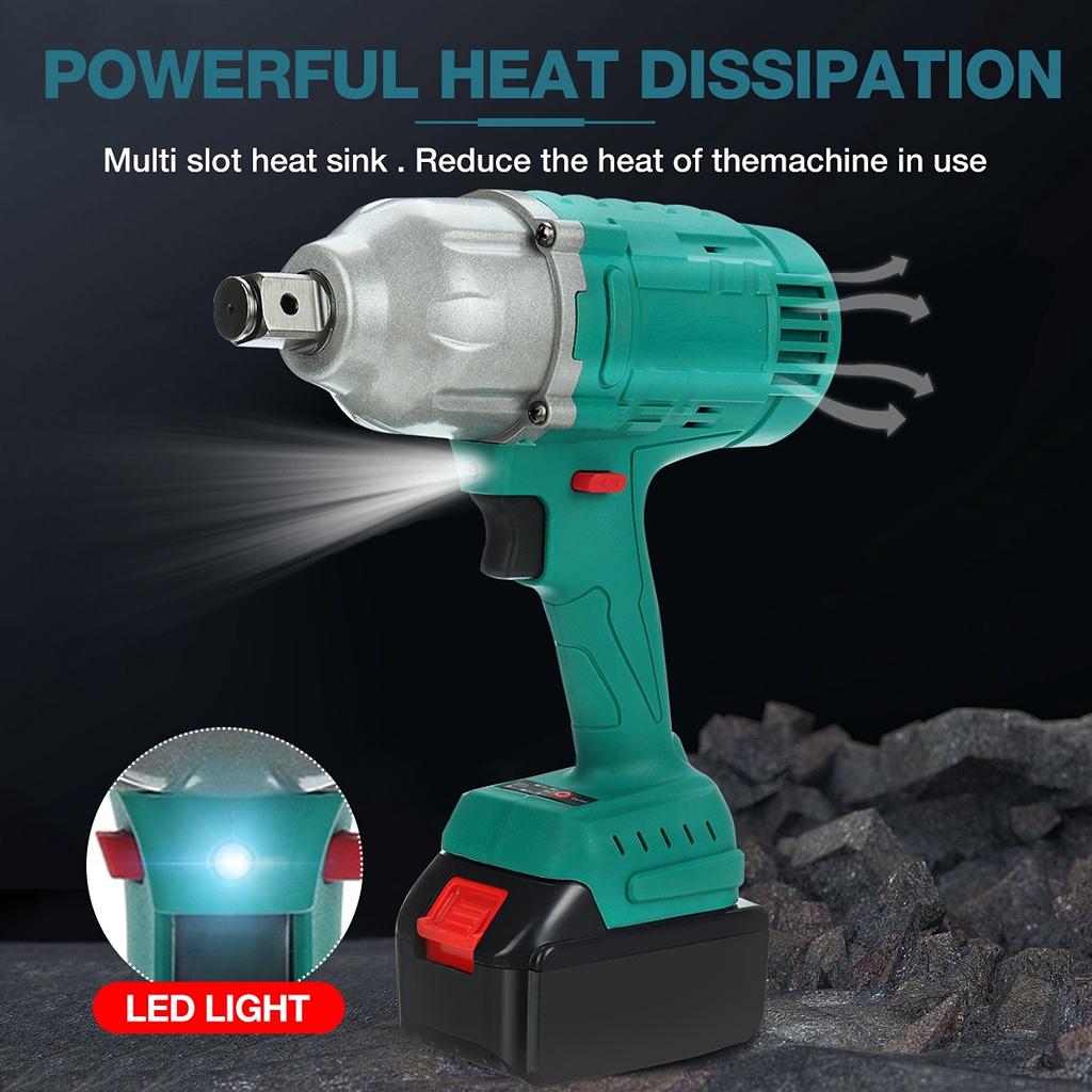 388vf 3/4 Inches Brushless Cordless Electric Impact Wrench 1900NM Power Tool with 19800Amh Li Battery