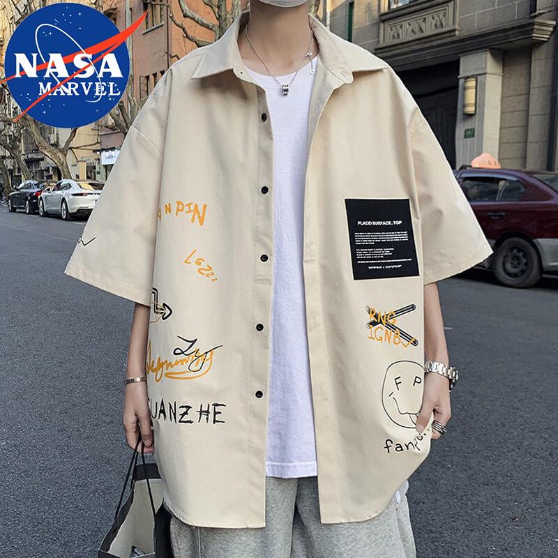 Men s NASA MARVEL Relaxed Fit Lapel Shirt 4XL