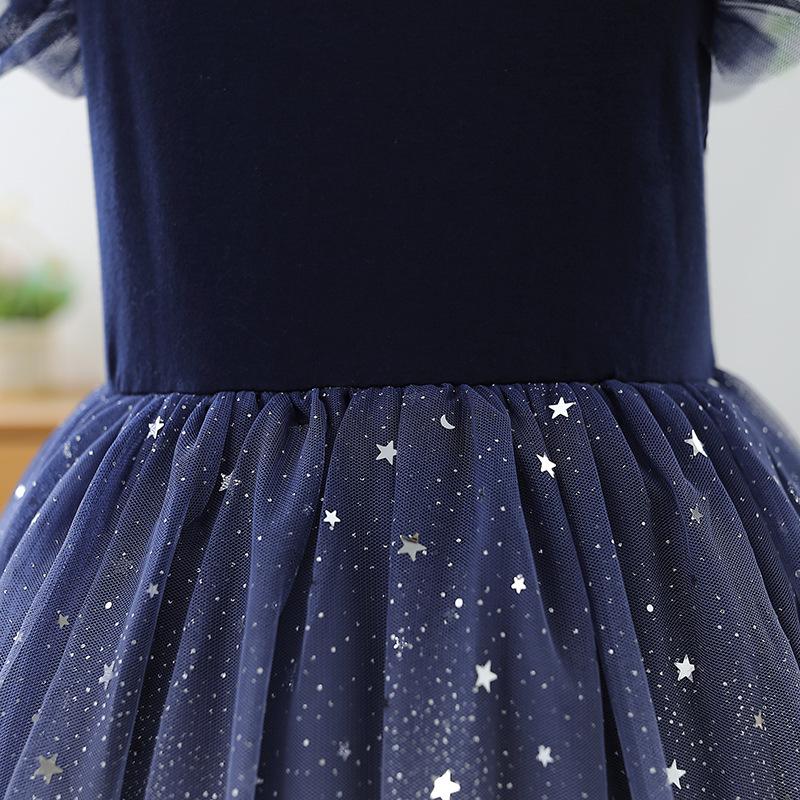 Rochie de prințesă de toamnă din bumbac pentru fete: Fustă de vară la modă pentru copii cu mânecă scurtă stil nou