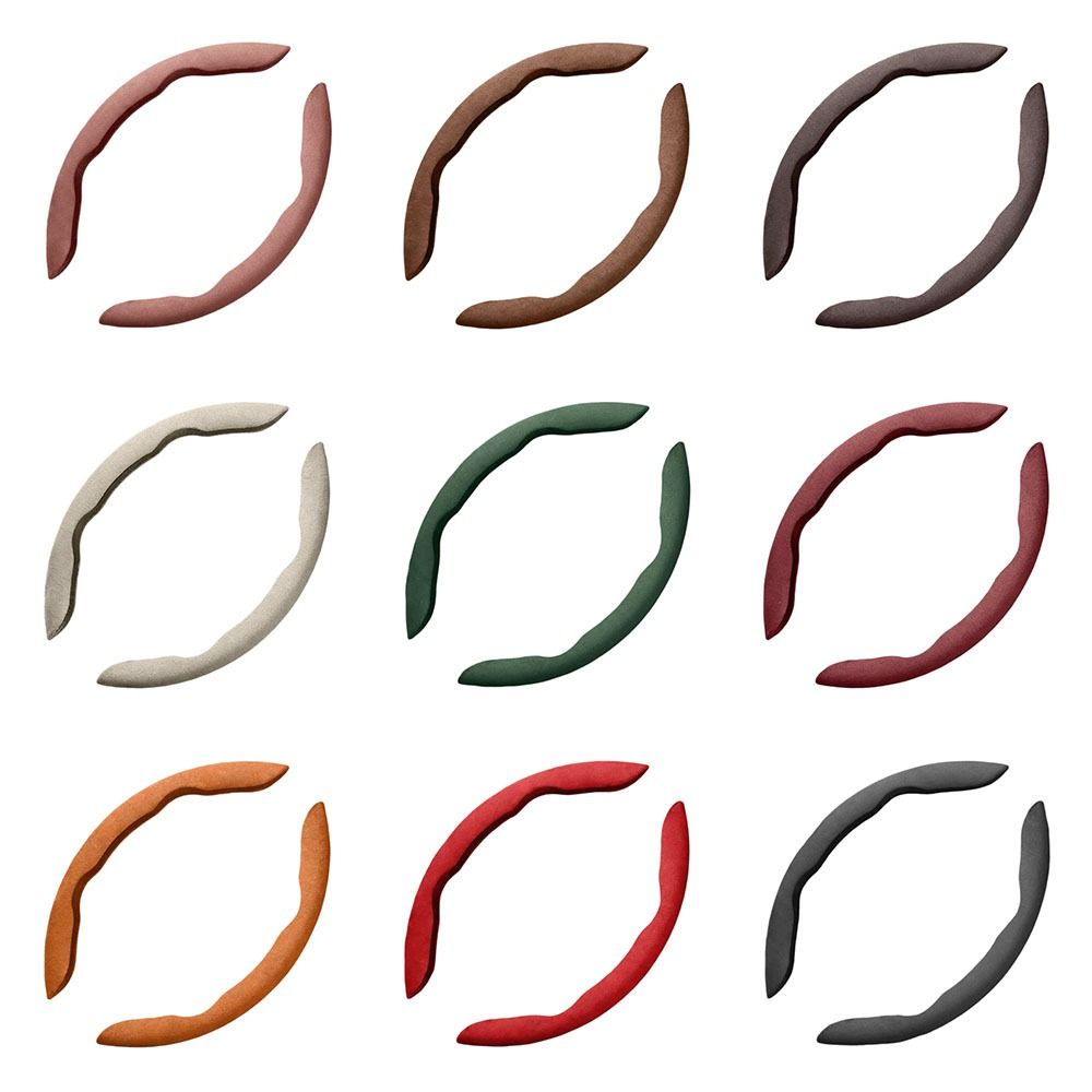 2pcs Ergonomic Steering Wheel Cover Breathable Material Snap-On Cover Standard Size Wheels