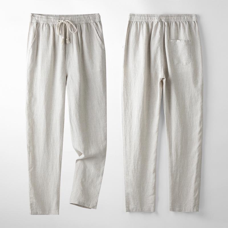 

Men s Italian 100% Linen Moisture-Wicking Straight Leg Casual Business Pants for Spring/Summer L хакі