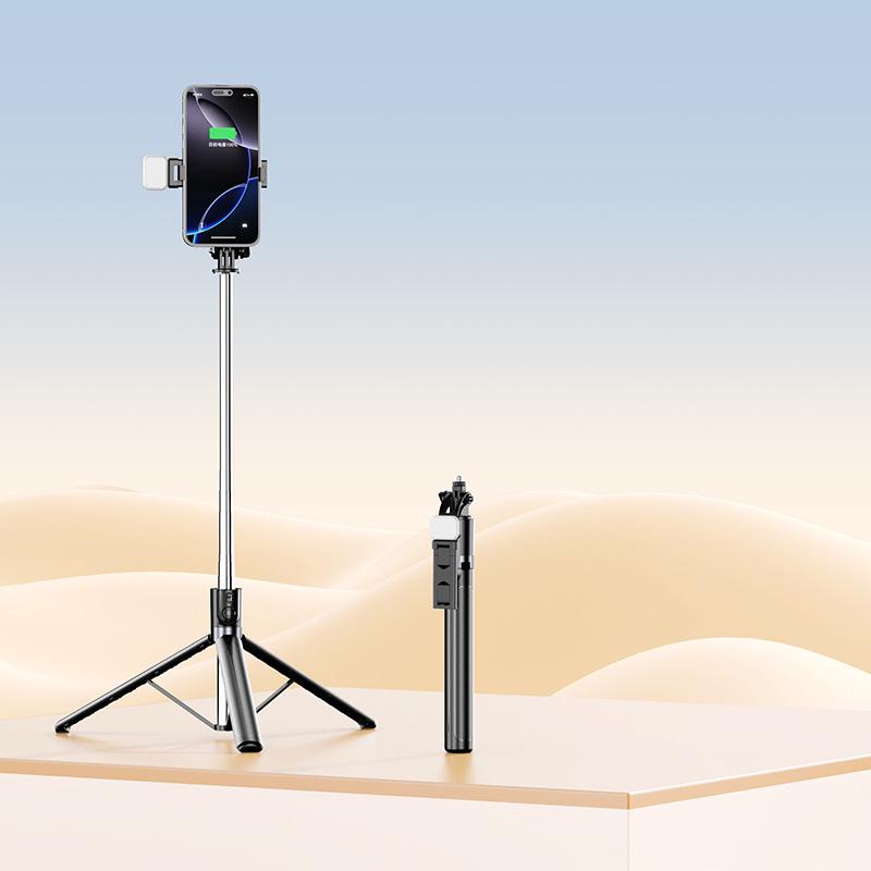 Portable 1.88m Selfie Stick with Bluetooth Remote, Retractable Tripod, and Floor Stand
