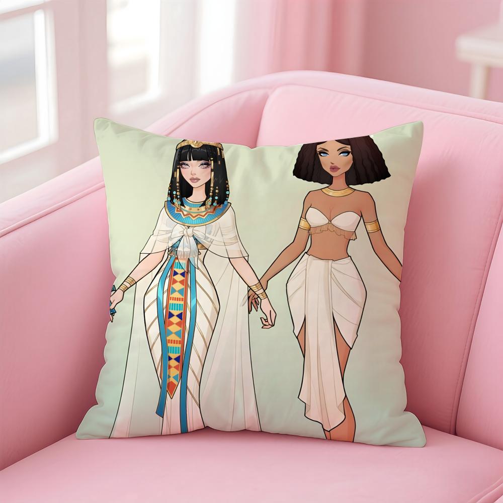 Ancient Egyptian Art Cushion Cover Pillow Case Soft Skin Friendly Fabric Concealed Zipper