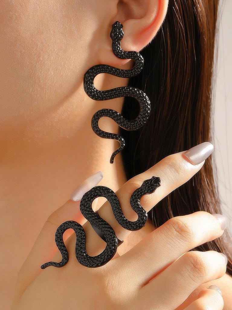 Verstellbares Armband & Ring Set im europäischen & amerikanischen Stil mit Schlangendesign für Männer & Frauen