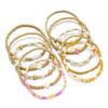 10 Bohemian style soft ceramic cross bead bracelet, multi-layer layered pink rice bead women's bracelet bracelet set