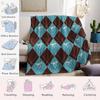 Argyle Bow Print Flannel Blanket Warm Soft Halloween Christmas Couch Warm Cozy Decorative Decor Gift for All Season