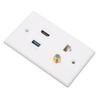 4 Port Wall Plate HD Multimedia Interface F Type USB3.0 Cat6 Home Wiring Faceplate for HDTV Projector Computer