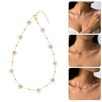Flower Pendant Jewelry Adjustable Bead Chain Necklace Fashion Pendant Necklace Flower Neck Jewelry for Daily Party