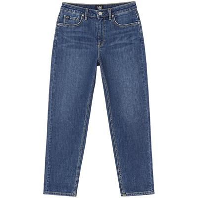 411 High-Waist Slim-Straight Blue Washed Women's Jeans