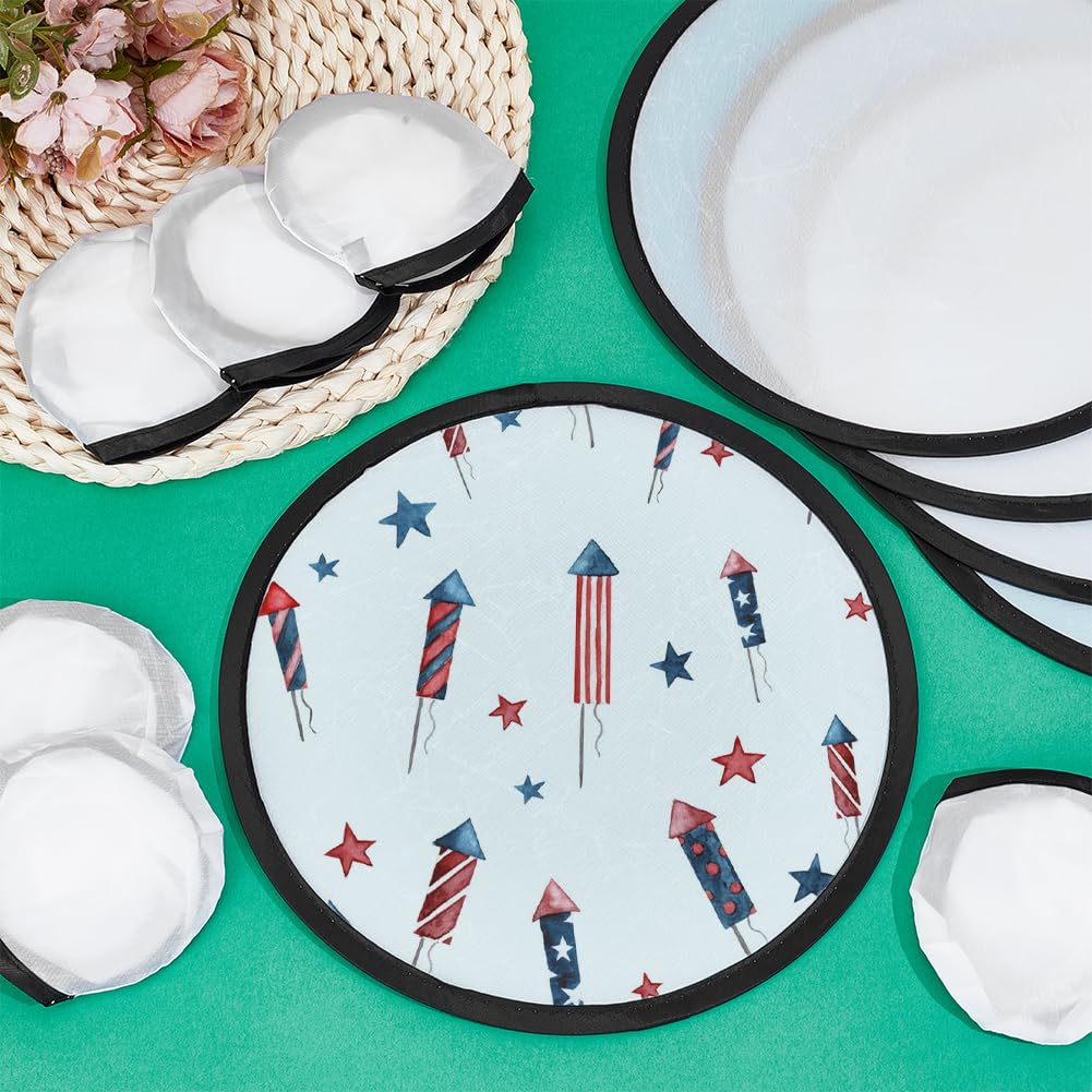 BENECREAT Folding Frisbee Round Foldable Hand 25cm Sublimation DIY Blank Folding Black with Easy to for Outdoor Events 50-Piece Fan, Shape, Fan, Fan,